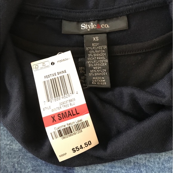 Style & Co Tunic Sweater Asymmetrical Mesh Hem - Picture 3 of 5